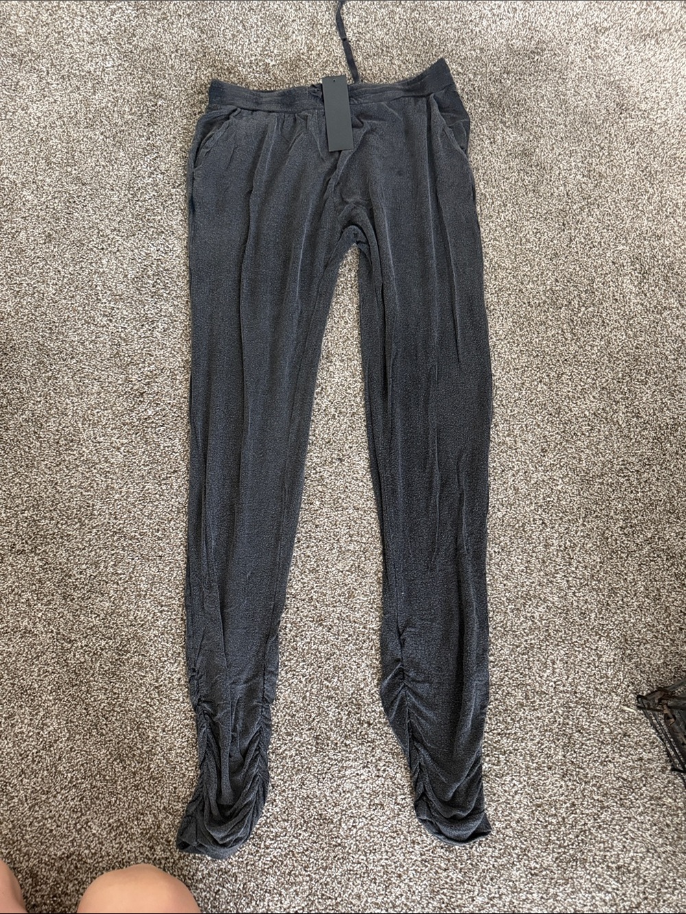 Black Textured Jogger Pants with Ruched Ankles NWT SIZE M